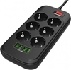 Picture of ColorWay Power Socket CW-CHE64B Black, 4xUSB, 2 m, 250 V, 6 euro sockets, 17 W