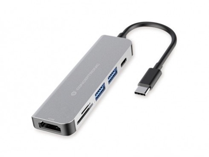 Attēls no CONCEPTRONIC Dock USB-C->HDMI,2xUSB-A,SD/TF,100WPD,+ 15cm gr