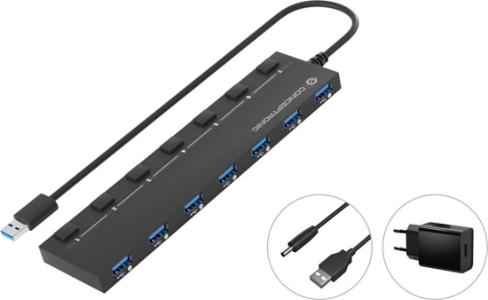 Picture of Conceptronic HUBBIES19BP  7-Port USB 3.0-Hub with Power Adapter