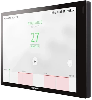 Attēls no Crestron 7 in. Room Scheduling Touch Screen for Zoom Rooms® Software, Black Smooth, includes one TSW-770-LB-B-S light bar and one TSW-770/1070-MSMK-ANG-B-S multisurface mount kit