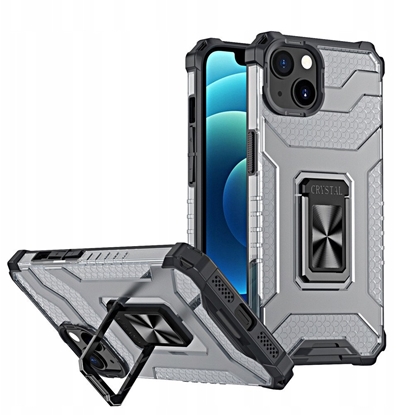 Изображение Crystal Ring Case pancerne hybrydowe etui pokrowiec + magnetyczny uchwyt iPhone 13 mini czarny