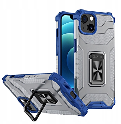 Изображение Crystal Ring Case pancerne hybrydowe etui pokrowiec + magnetyczny uchwyt iPhone 13 mini niebieski