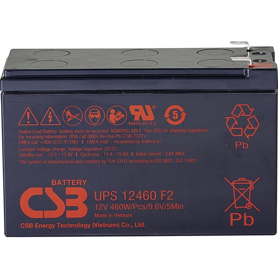 Picture of CSB Battery Battery 12V, 9Ah, AGM | UPS12460F2 | 460 W