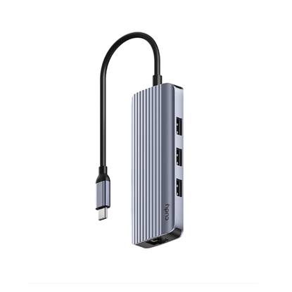 Attēls no Cudy UH606 PortMate USB-C 6-in-1 Hub 4K 60Hz HDMI Gigabit LAN 3x USB-A Power Input Grey