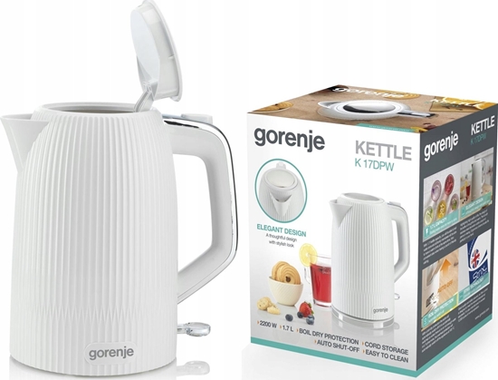Изображение GORENJE Kettle | K17DPW | Electric | 2200 W | 1.7 L | Stainless steel | 360° rotational base | White
