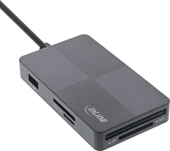 Picture of Czytnik InLine InLine® USB 3.2 Multi Cardreader Hub, SD/TF/MS/XD/CF, 3-port USB-A, Dual