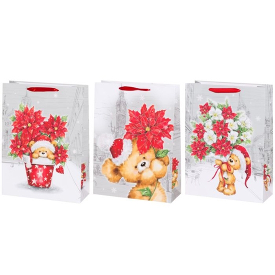 Picture of Dāvanu maisiņš Winteria Teddy Bear and flowers 31x12x12cm  3