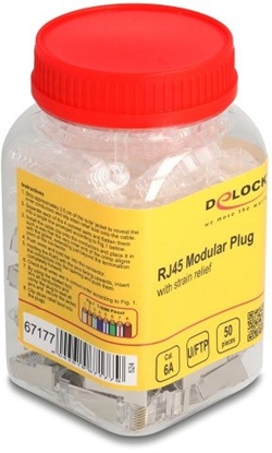 Изображение Delock RJ45 Modular Plug Cat.6A with bend protectection boots transparent 50 pcs set