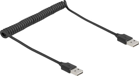 Изображение Delock Coiled Cable EASY-USB 2.0 Type-A male to EASY-USB Type-A male 0.5 m to 0.8 m black