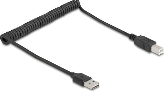 Изображение Delock Coiled Cable EASY-USB 2.0 Type-A male to USB Type-B male 0.5 m to 0.8 m black