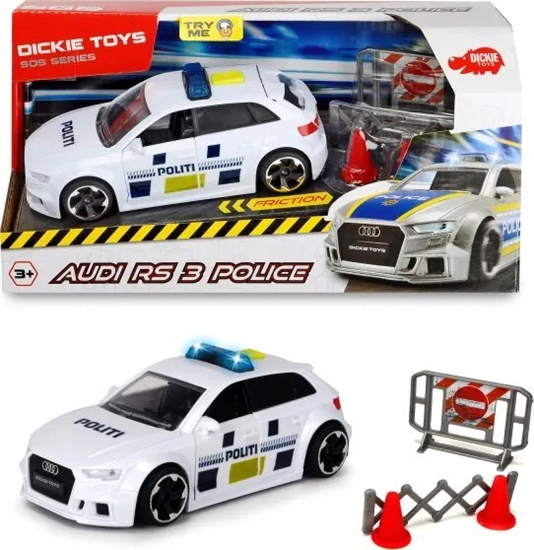 Picture of Dickie SOS Politibil Audi RS3 m/afspærring og tilbehør 1:32