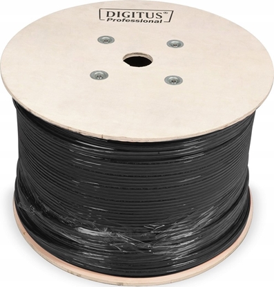 Attēls no Digitus Kabel teleinformatyczny U/UTP kat.6 PE zewntrzny suchy czarny Fca DK-1611-V-5-OD /500m/