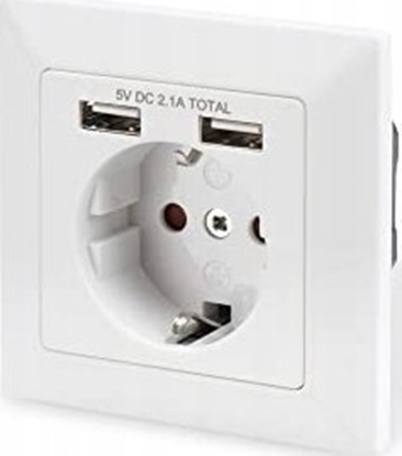 Picture of Digitus Safety socket for flush mounting with 2 USB ports | DA-70613
