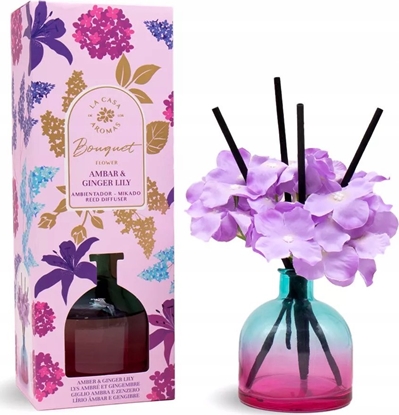 Attēls no Dyfuzor zapachowy LA CASA DE LOS AROMAS_Flower Bouquet patyczki zapachowe Bursztyn & Lilia Imbirowa 170ml