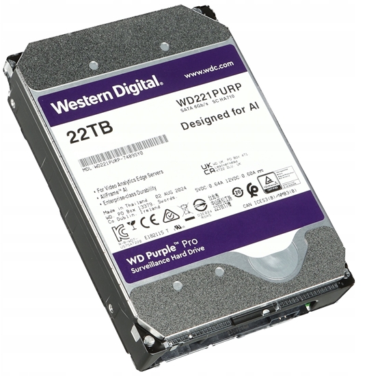 Picture of DYSK DO REJESTRATORA HDD-WD221PURP 22TB 24/7 WESTERN DIGITAL