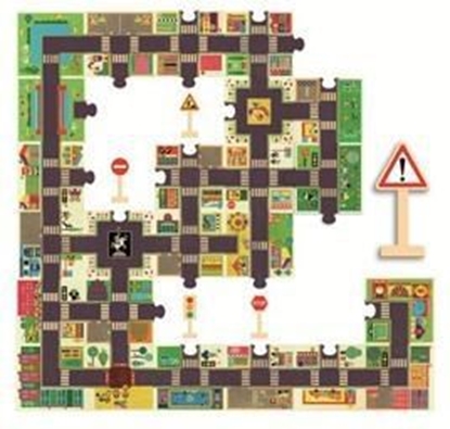 Attēls no Djeco Puzzle - ulice w miecie ze znakami (145151)