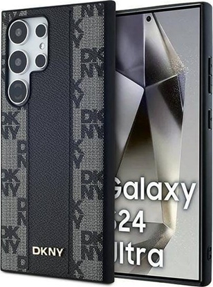 Attēls no DKNY DKNY Leather Checkered Mono Pattern MagSafe - Etui Samsung Galaxy S24 Ultra (czarny)