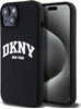 Picture of DKNY Apple iPhone 15 hardcase Liquid Silicone White Printed Logo MagSafe Black