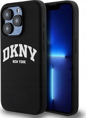 Attēls no DKNY DKNY Liquid Silicone White Printed Logo MagSafe - Etui iPhone 15 Pro (czarny)