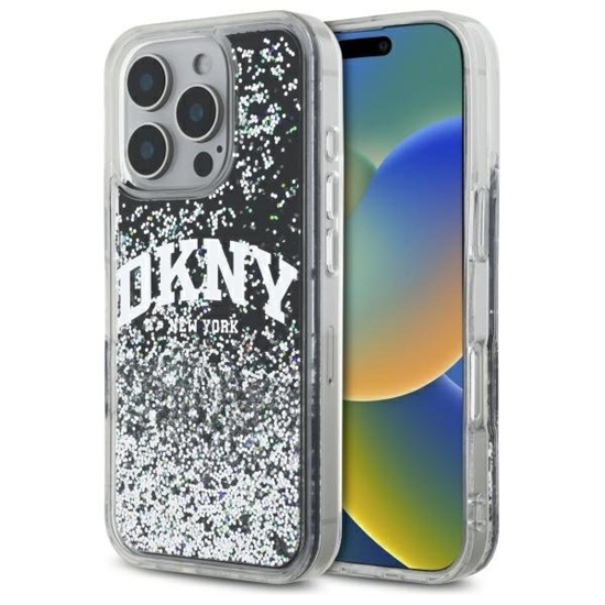 Изображение DKNY Liquid Glitter Arch Logo Back Case for Apple iPhone 16 Pro