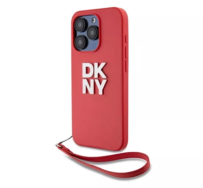 Picture of DKNY PU ādas un silikona aizmugures vāks ar rokas siksnu iPhone 15 Pro Max sarkanā krāsā
