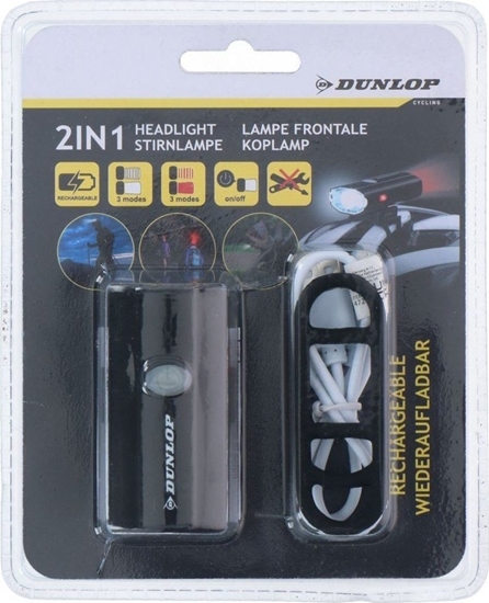 Picture of Dunlop LAMPA ROWEROWA 2W1 ADOWANIE usb, UCHWYT DO MOCOWANIA NA KASKU