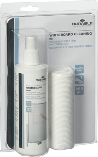 Picture of Durable PYN DO CZYSZCZENIA TABLIC SUCHOCIERALNYCH SPRAY 250ml CIERECZKA Z MIKROFIBRY DURABLE WHITEBOARD CLEANING KIT