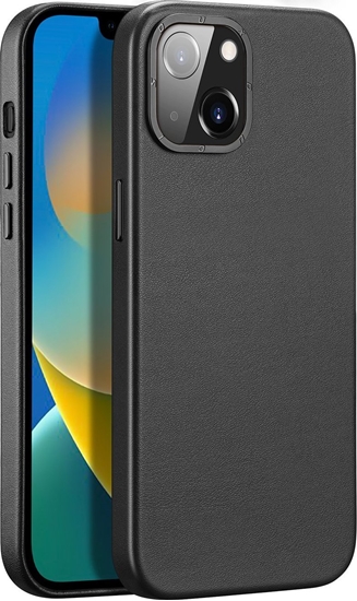 Изображение Dux Ducis Dux Ducis Grit skórzane etui do iPhone 14 Max elegancki pokrowiec ze sztucznej skóry (kompatybilne z MagSafe) czarny