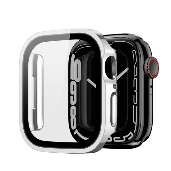 Изображение Dux Ducis Hamo Apple Watch Series 7 / 8 / 9 45mm Ekrāna Stikla un Pilnas Aizsardzības korpuss (PC) Sudraba