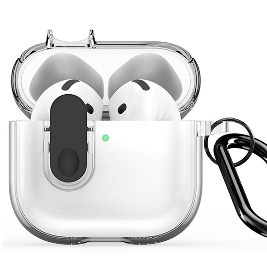 Picture of Dux Ducis PECL PC+TPU Premium Aizsargvāciņš ar āķi priekš Apple AirPods 4 Caurpīdīgi Melns