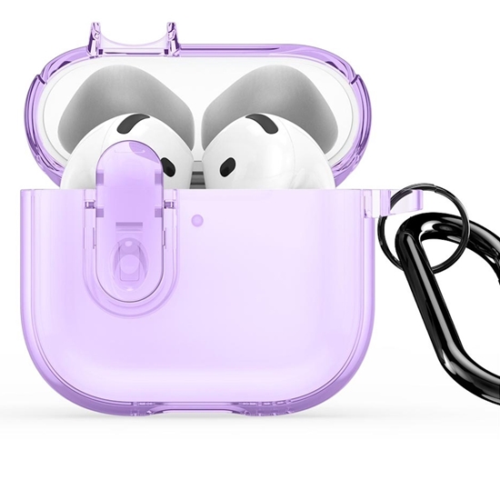 Изображение Dux Ducis PECL PC+TPU Premium Aizsargvāciņš ar āķi priekš Apple AirPods 4 Violets