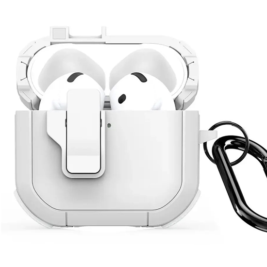 Picture of Dux Ducis PECP PC+TPU Aizsardzības korpuss - maciņš ar āķi Apple AirPods 4 Balts