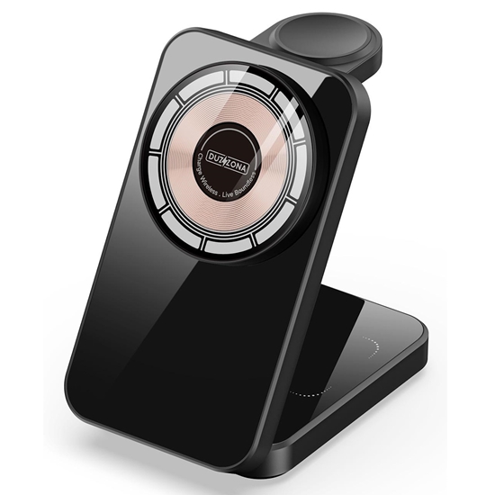 Изображение Duzzona W17 3in1 15W Vadu lādētāja statīvs MagSafe / Smart Watch / TWS Hedset Airpods Melns