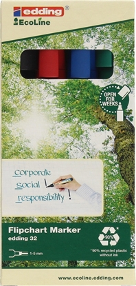 Picture of Edding Marker do flipchartów e-32 EDDING Ecoline, 1-5mm, 4 szt., mix kolorów