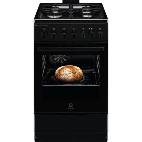 Picture of Electrolux 600.sērijas gāzes plīts ar elektrisko cepeškrāsni, melna, 50cm