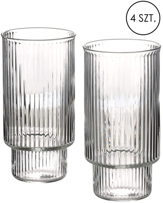 Attēls no ELLA STRIPES Komplet 4 szklanek 400ml ze szka borokrzemowego 7x5,6x14cm