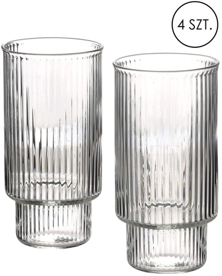 Picture of ELLA STRIPES Komplet 4 szklanek 400ml ze szka borokrzemowego 7x5,6x14cm