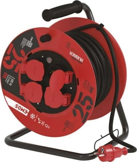 Picture of Ilgiklis - rite 4 lizdu 25m su izeminimu, 2.5mm2, 16A, 3680W, kabelis su gumine izoliacija H05RR-F3G, IP44