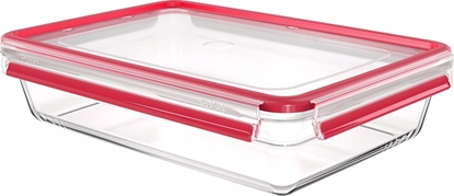 Picture of Emsa Emsa CLIP & CLOSE glass food storage container 3.0 liters (transparent/red, rectangular)