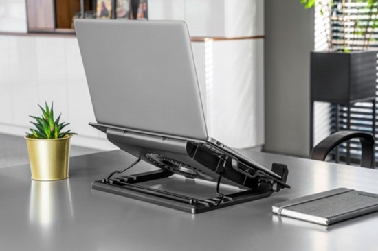 Picture of Ergonomisks laptopa dzesēšanas statīvs | Ventilators ar LED | Datoriem ar izmēru 14-17"