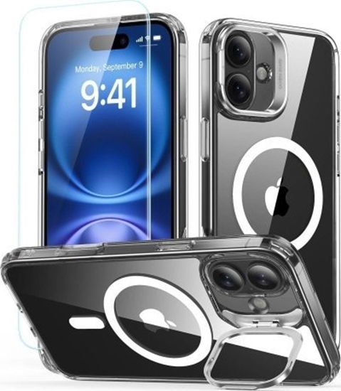 Picture of ESR ESR CLASSIC HYBRID KICKSTAND HALOLOCK MAGSAFE & TEMPERED GLASS IPHONE 16 PLUS CLEAR