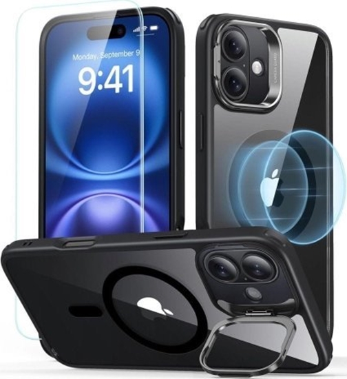 Picture of ESR Zestaw ESR Classic Hybrid Kickstand HaloLock MagSafe & Tempered Glass Apple Apple iPhone 16 Plus Clear/black