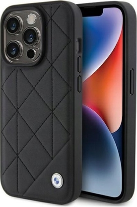 Picture of Etui BMW BMHCP15X22RQDK Apple iPhone 15 Pro Max Leather Quilted czarny/black