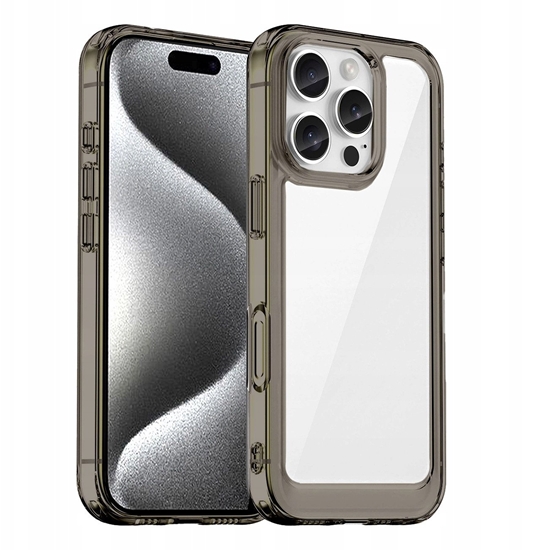 Picture of Etui Outer Space Case na iPhone 16e pokrowiec z elastyczn ramk - póprzezroczyste, czarne