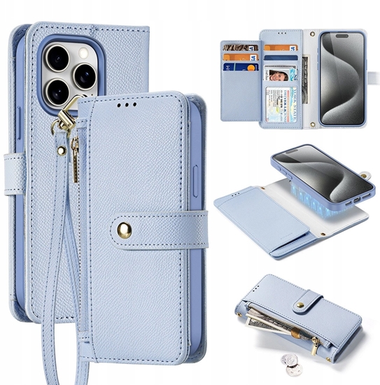 Изображение Etui skórzane Dux Ducis Lawa na iPhone 15 Pro - niebieskie