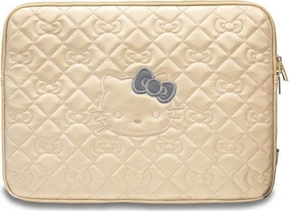 Изображение Etui Sourcing Hello Kitty Sleeve HKCSZPEKHBPD 14" gold/gold Zip PU Quilted Bows