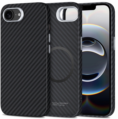 Изображение Etui Tech-Protect Ion Carbon MagSafe Apple iPhone 16e Black/silver