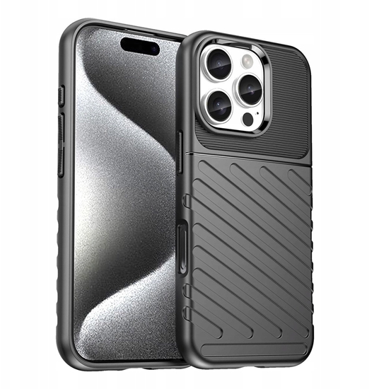 Изображение Hurtel Thunder Case for iPhone 16e Silicone Armored Cover - Black