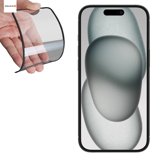 Picture of Evelatus Apple iPhone 15 Rubber Anti-Broken 3D Glass Full Cover Japan Glue Anti-Static