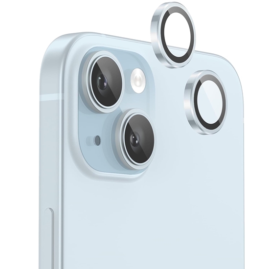 Изображение Evelatus iPhone 15 / 15 Plus Kameras Lēca Aizsargstikls Armor Blue Metāla Rāmis